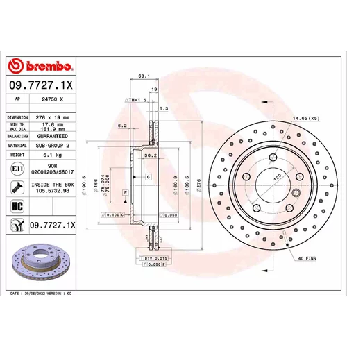 Brzdový kotúč BREMBO 09.7727.1X