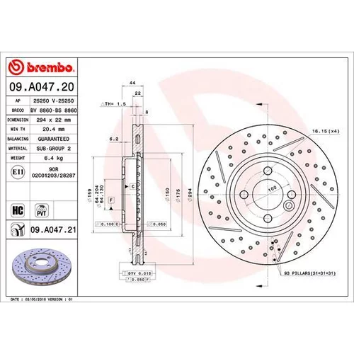 Brzdový kotúč BREMBO 09.A047.21