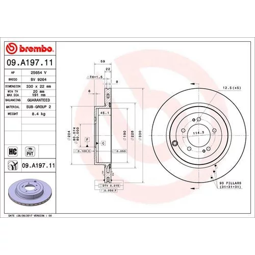 Brzdový kotúč BREMBO 09.A197.11