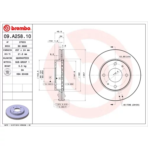 Brzdový kotúč 09.A258.10 /BREMBO/