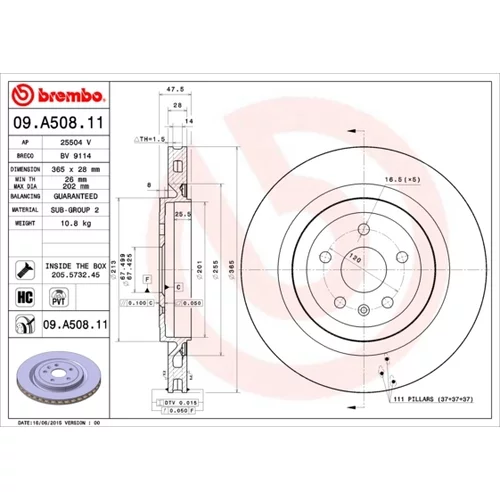 Brzdový kotúč BREMBO 09.A508.11