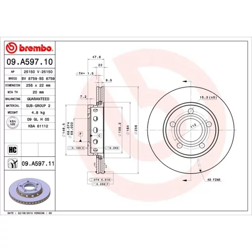 Brzdový kotúč BREMBO 09.A597.11