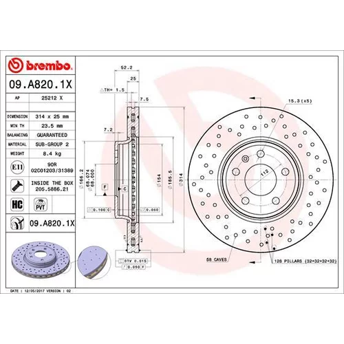 Brzdový kotúč BREMBO 09.A820.1X