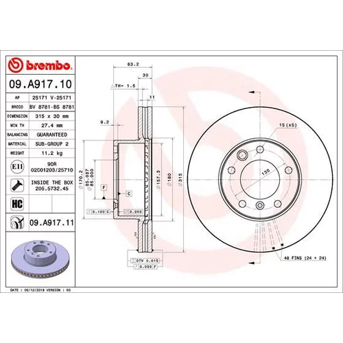 Brzdový kotúč BREMBO 09.A917.10