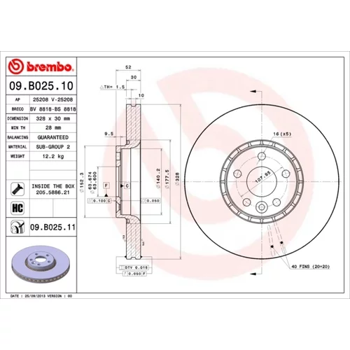 Brzdový kotúč 09.B025.11 /BREMBO/