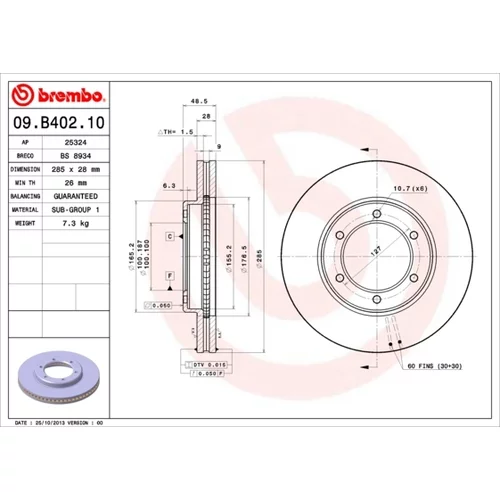 Brzdový kotúč BREMBO 09.B402.10