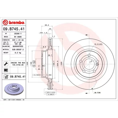 Brzdový kotúč BREMBO 09.B745.41