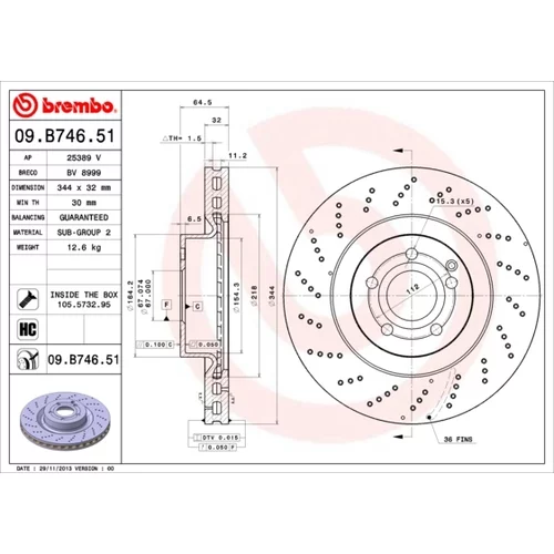 Brzdový kotúč BREMBO 09.B746.51