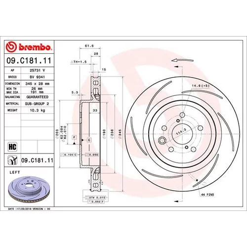 Brzdový kotúč BREMBO 09.C181.11