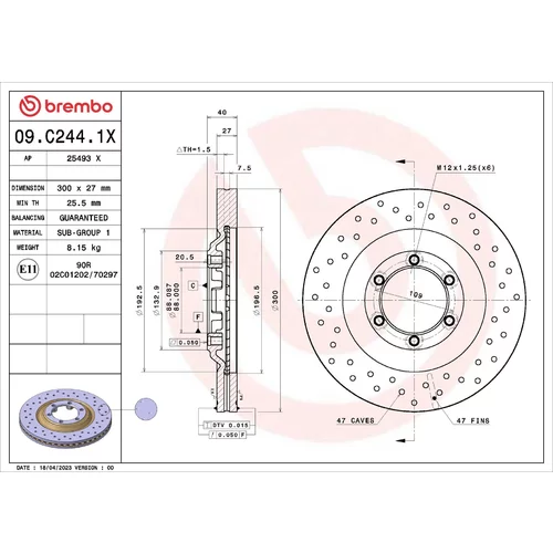 Brzdový kotúč BREMBO 09.C244.1X