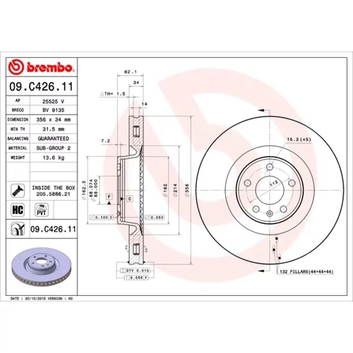 Brzdový kotúč BREMBO 09.C426.11