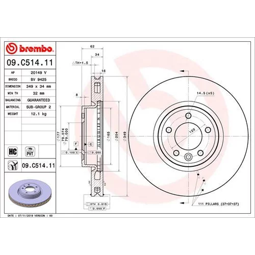 Brzdový kotúč BREMBO 09.C514.11