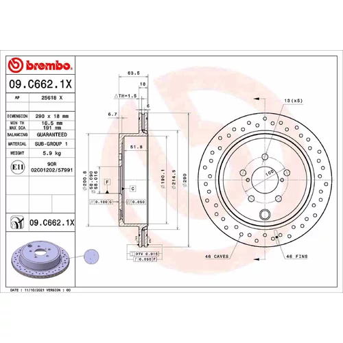 Brzdový kotúč BREMBO 09.C662.1X