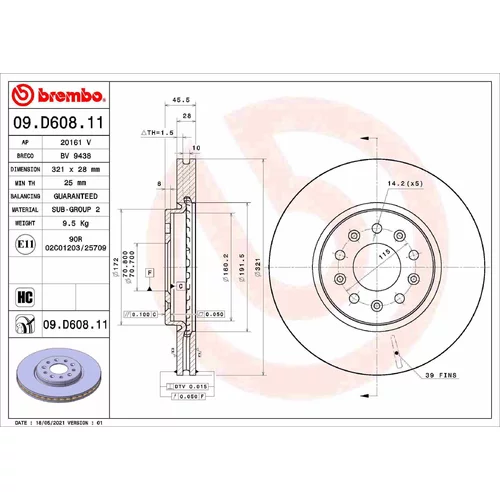 Brzdový kotúč BREMBO 09.D608.11