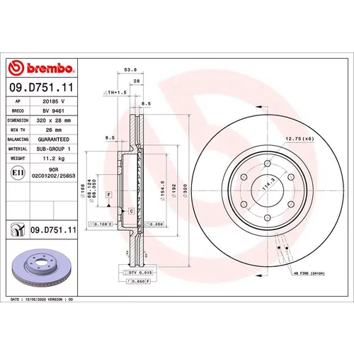 Brzdový kotúč BREMBO 09.D751.11