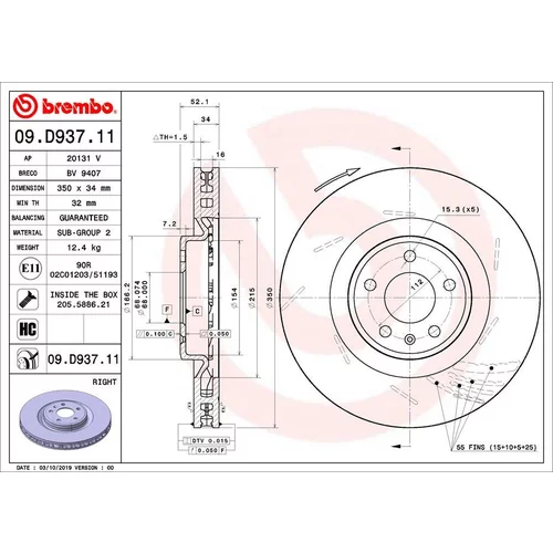 Brzdový kotúč BREMBO 09.D937.11