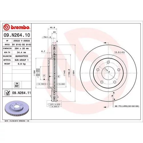 Brzdový kotúč BREMBO 09.N264.11