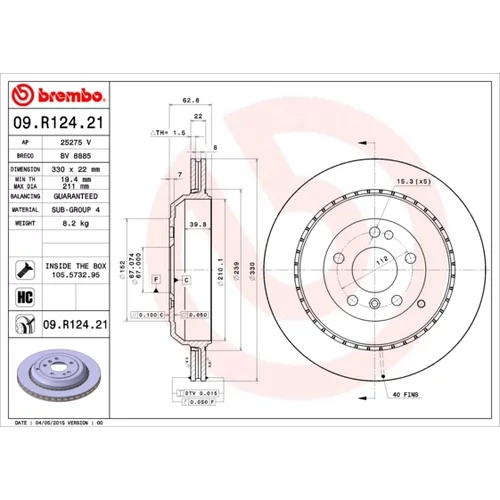 Brzdový kotúč BREMBO 09.R124.21