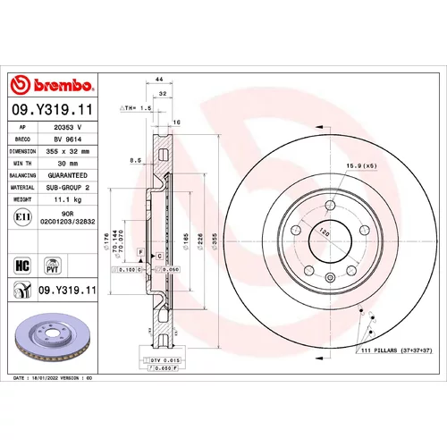 Brzdový kotúč BREMBO 09.Y319.11