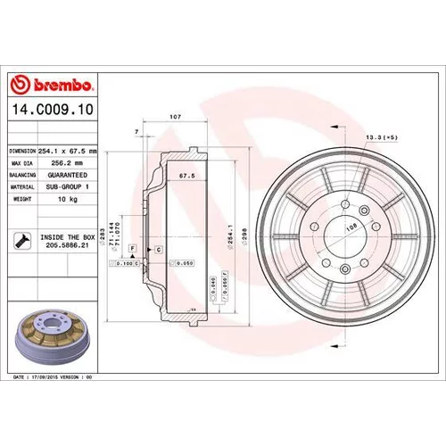 Brzdový bubon BREMBO 14.C009.10