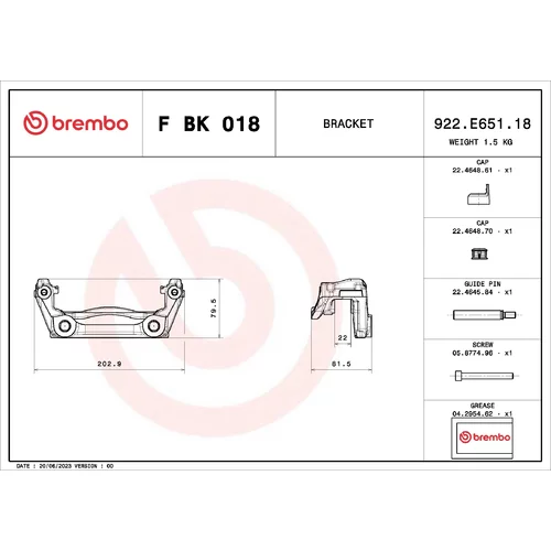 Sada držiakov brzd. strmeňov BREMBO F BK 018 - obr. 1