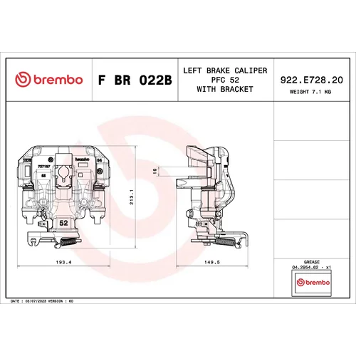 Brzdový strmeň BREMBO F BR 022B - obr. 1