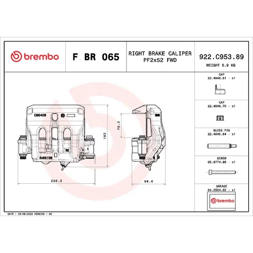 Brzdový strmeň BREMBO F BR 065 - obr. 1