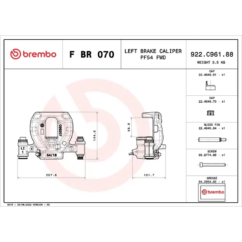 Brzdový strmeň BREMBO F BR 070 - obr. 1