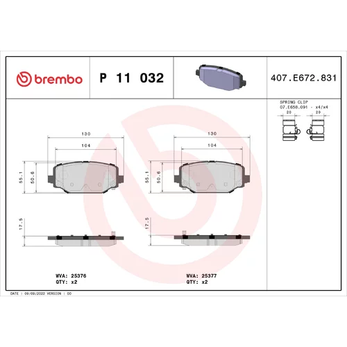 Sada brzdových platničiek kotúčovej brzdy P 11 032 /BREMBO/