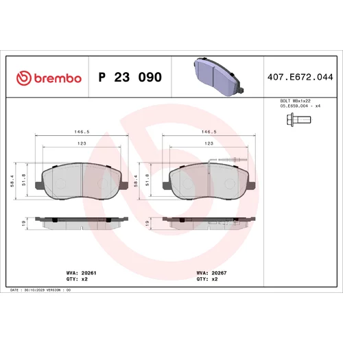 Sada brzdových platničiek kotúčovej brzdy P 23 090 /BREMBO/