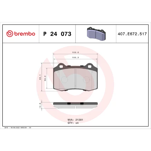 Sada brzdových platničiek kotúčovej brzdy BREMBO P 24 073