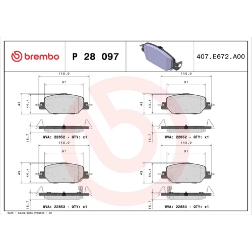 Sada brzdových platničiek kotúčovej brzdy BREMBO P 28 097