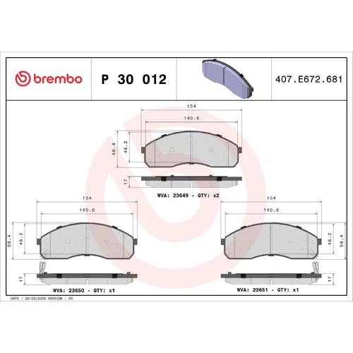 Sada brzdových platničiek kotúčovej brzdy BREMBO P 30 012