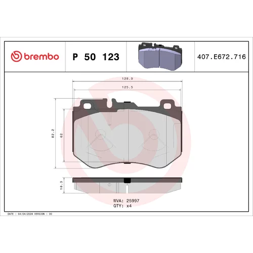 Sada brzdových platničiek kotúčovej brzdy BREMBO P 50 123