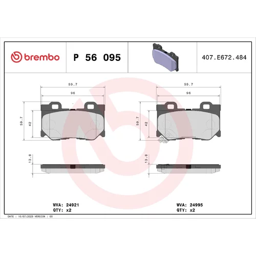 Sada brzdových platničiek kotúčovej brzdy BREMBO P 56 095