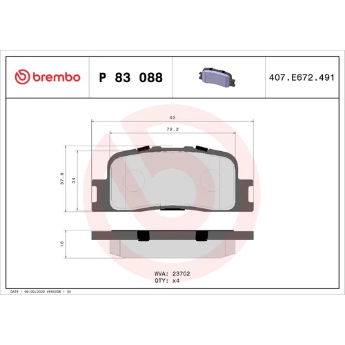 Sada brzdových platničiek kotúčovej brzdy BREMBO P 83 088