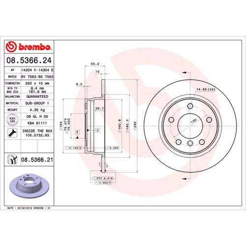 Brzdový kotúč 08.5366.21 /BREMBO/