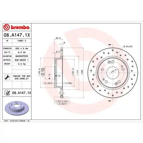 Brzdový kotúč BREMBO 08.A147.1X