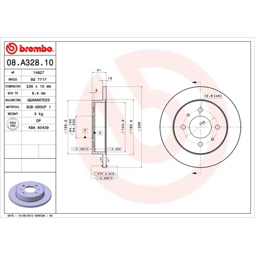 Brzdový kotúč BREMBO 08.A328.10