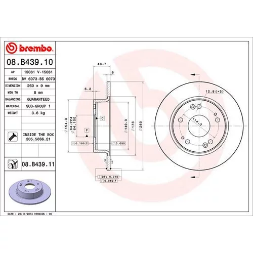 Brzdový kotúč BREMBO 08.B439.11