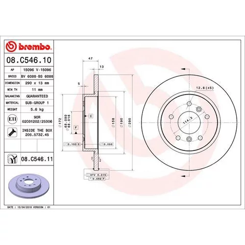 Brzdový kotúč BREMBO 08.C546.11