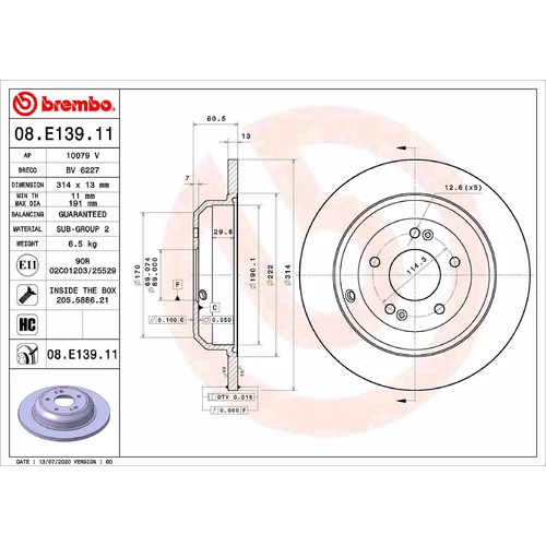 Brzdový kotúč BREMBO 08.E139.11