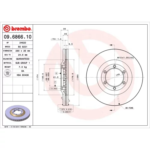 Brzdový kotúč BREMBO 09.6866.10