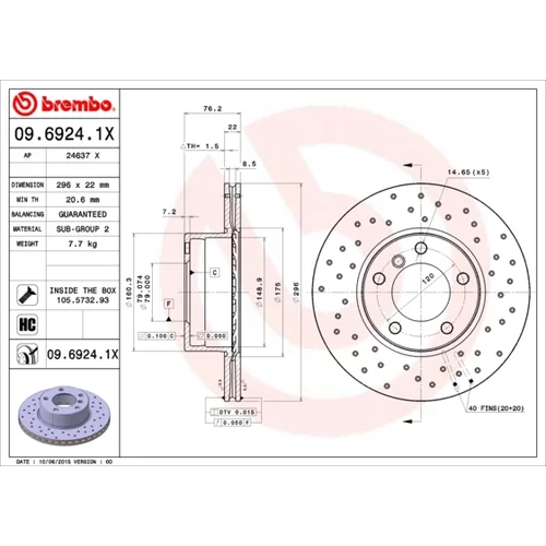 Brzdový kotúč BREMBO 09.6924.1X