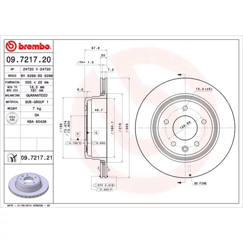 Brzdový kotúč BREMBO 09.7217.21