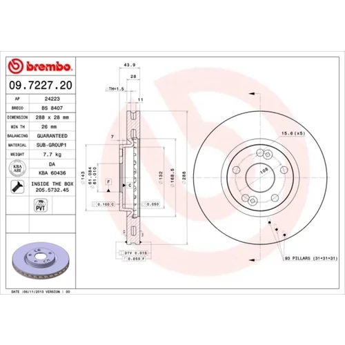 Brzdový kotúč BREMBO 09.7227.20