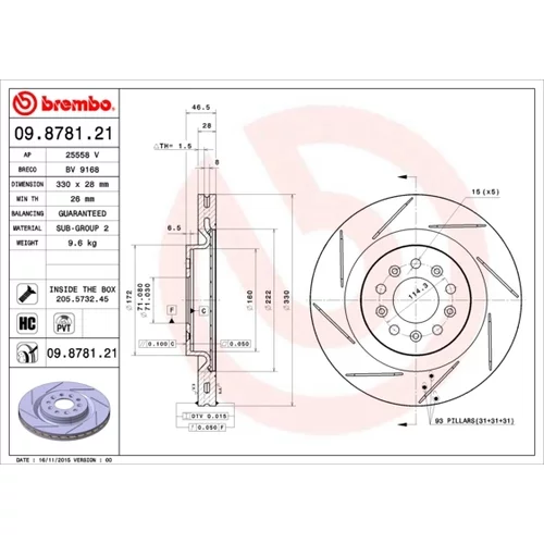 Brzdový kotúč BREMBO 09.8781.21