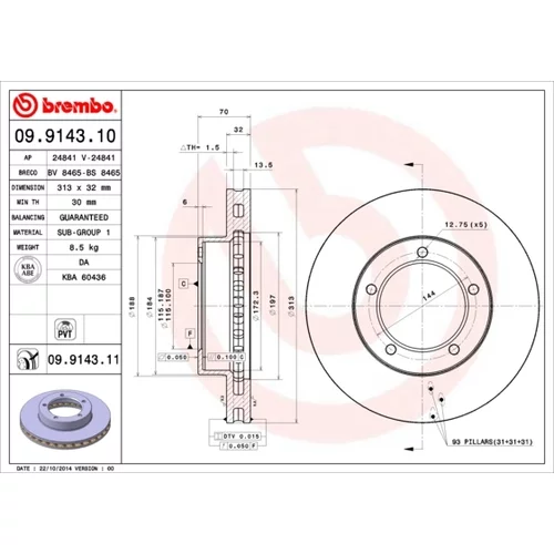 Brzdový kotúč BREMBO 09.9143.10