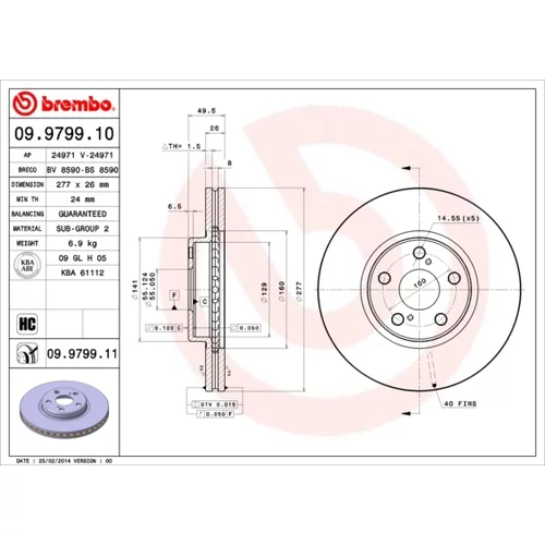 Brzdový kotúč BREMBO 09.9799.11