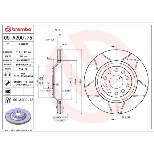 Brzdový kotúč 09.A200.75 /BREMBO/